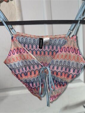 Divided Cropped Knit Tank Top in Pink, Blue, Peach